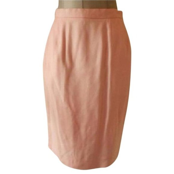 DIOR Pink Silk Linen Blend Vintage Pencil Skirt - Picture 1 of 5